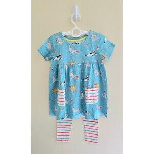 NWOT Mini Boden Jersey Hotchpotch Tunic & Leggings Set Playing Cats, Sz 2/3-4/5
